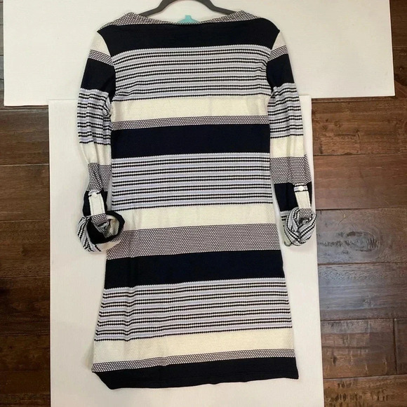 3 FOR $15 Melissa Odabash Blue Maddie Striped Long Sleeve Dress Size L - Picture 5 of 6